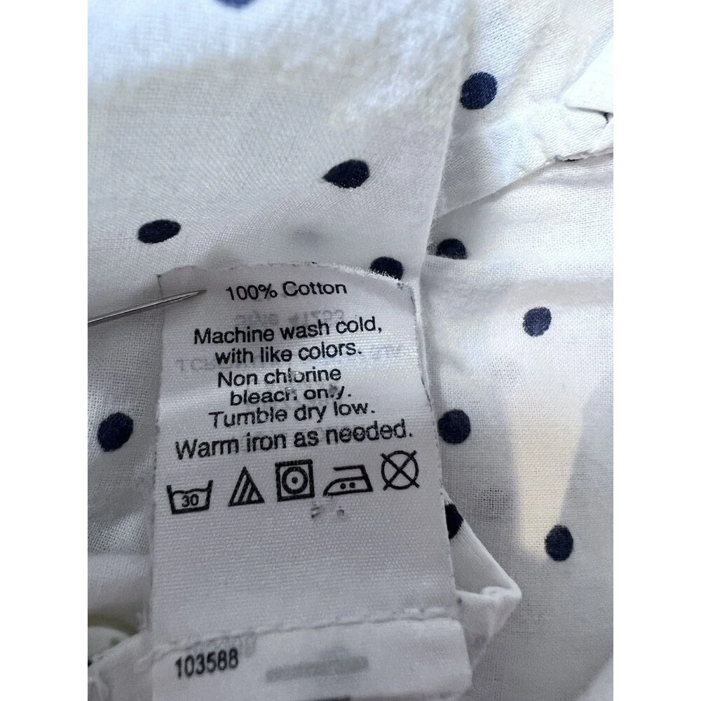 J.Crew Women's Popover Henley Cotton Shirt in Size XS White Polka Dot